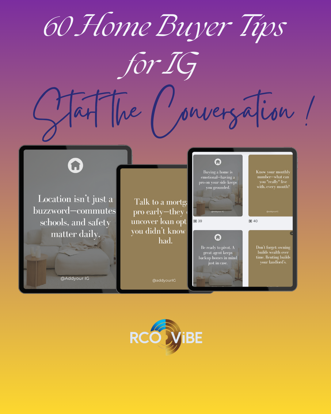 MyRcooVibe™ 🎯 60 Instagram Real Estate Buyer Tips - Templates
