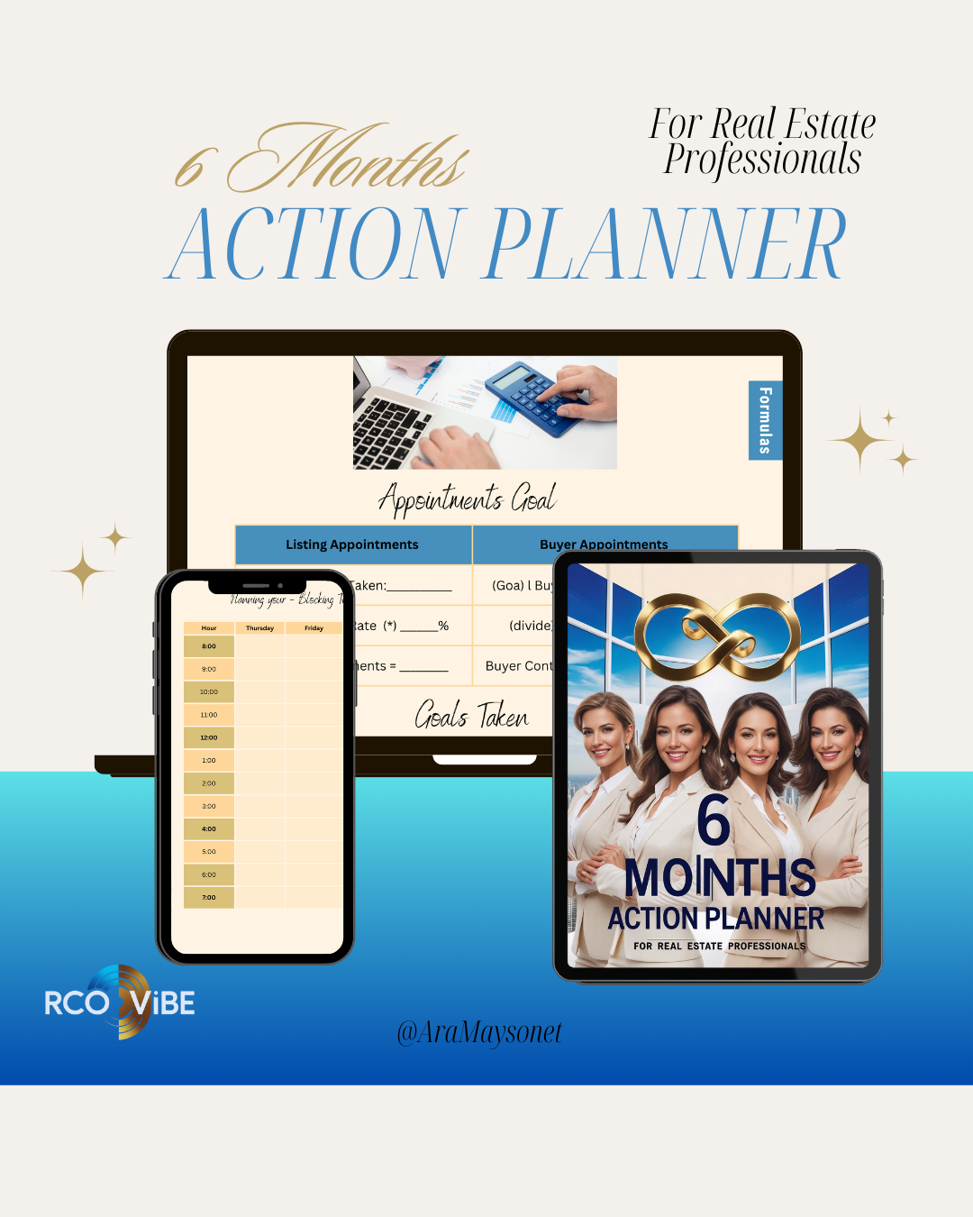 My RcooVibe™ 🔥 Close More Deals + Stay Organized: The 6-Month Realtor Action Planner.Digital Download)