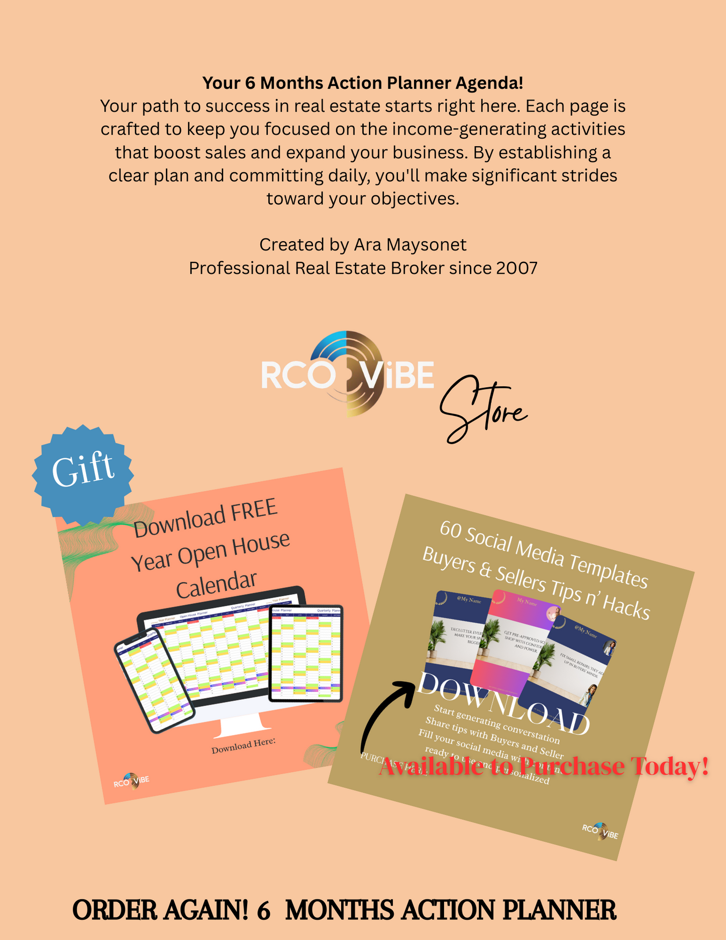 My RcooVibe™ 🔥 Close More Deals + Stay Organized: The 6-Month Realtor Action Planner.Digital Download)