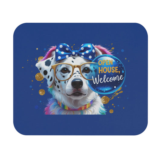 For Real Estate Agent - Beautiful Dog announcing Open House - Colorful Mouse Pad